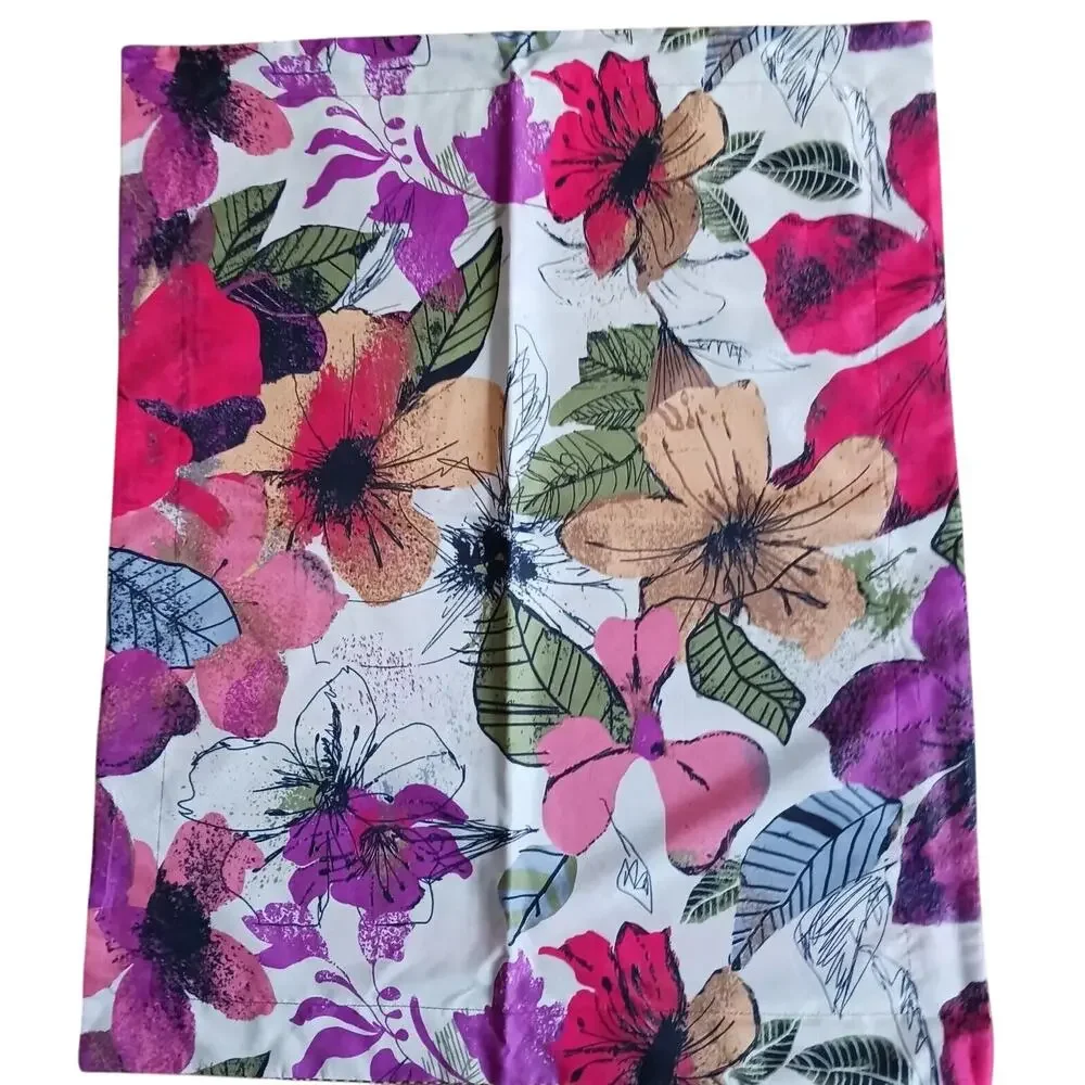 2 Bed Pillow Cases Vintage Art‎ Deco Floral Tropical 20 x26 Colorful REVERSIBLE